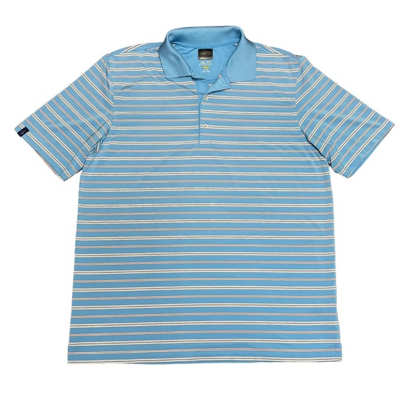 Greg Norman ML75 Tech Performance Polo Shirt XL  X-Large Blue Striped - Picture 1 of 7